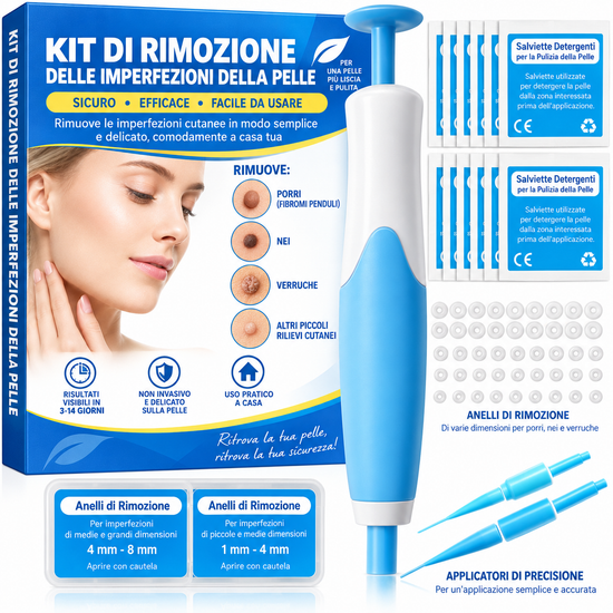 Kit per la rimozione di nei, verruche e porri della pelle
